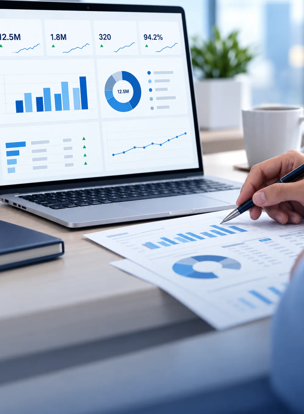 Reviewing an artusNet reporting dashboard and printed reports